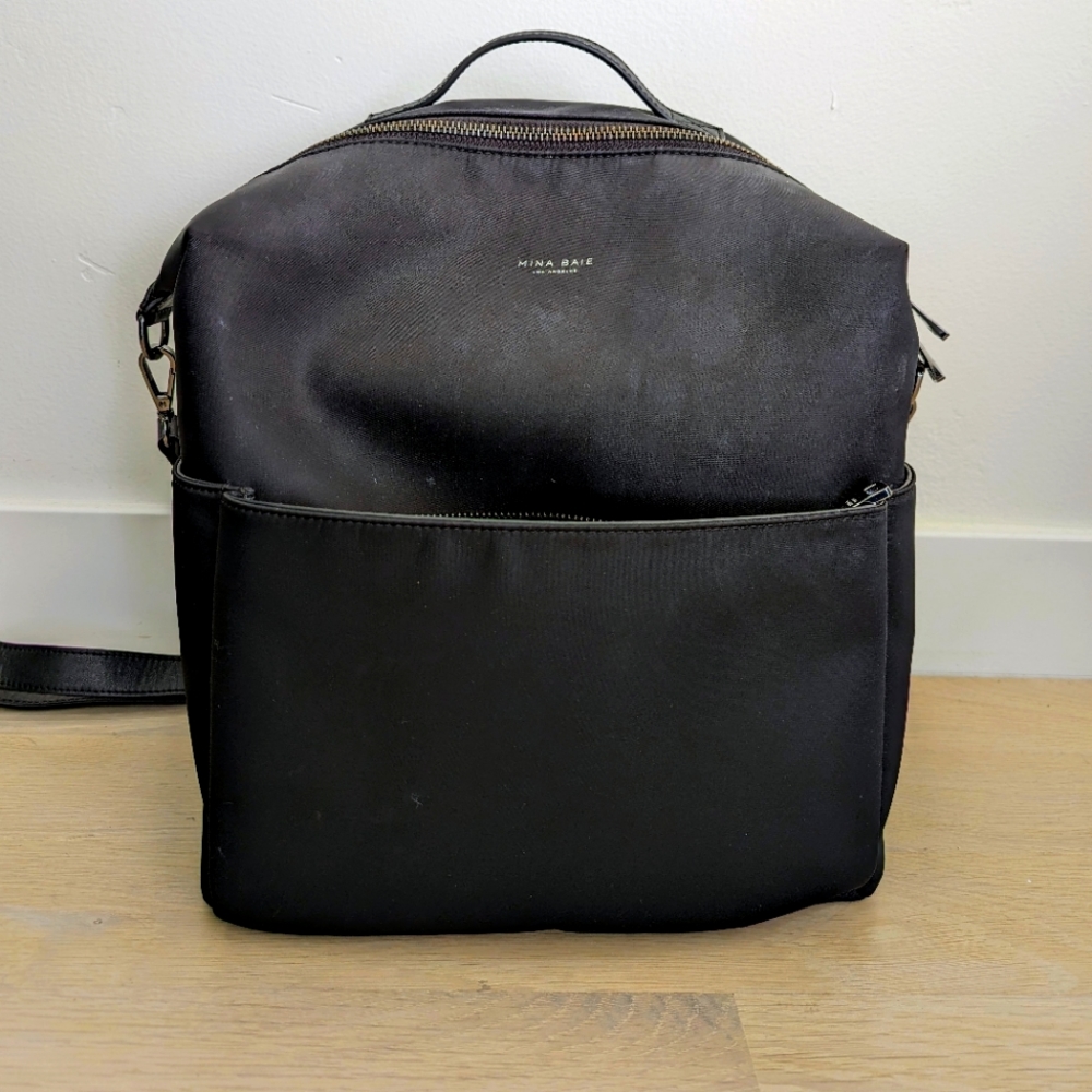 Mina Baie Stevie Midi Backpack (Nylon) Black/gunmetal